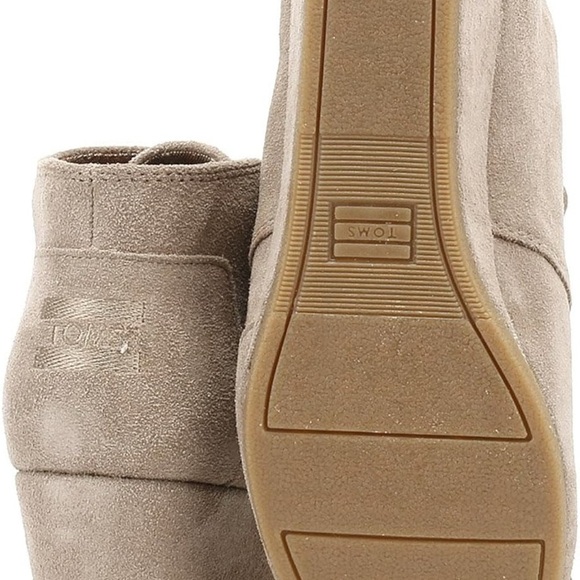TOMS Desert Wedge Boot Taupe Suede Lace Up Hidden Heel 8.5 Coastal Cowgirl - Picture 5 of 13